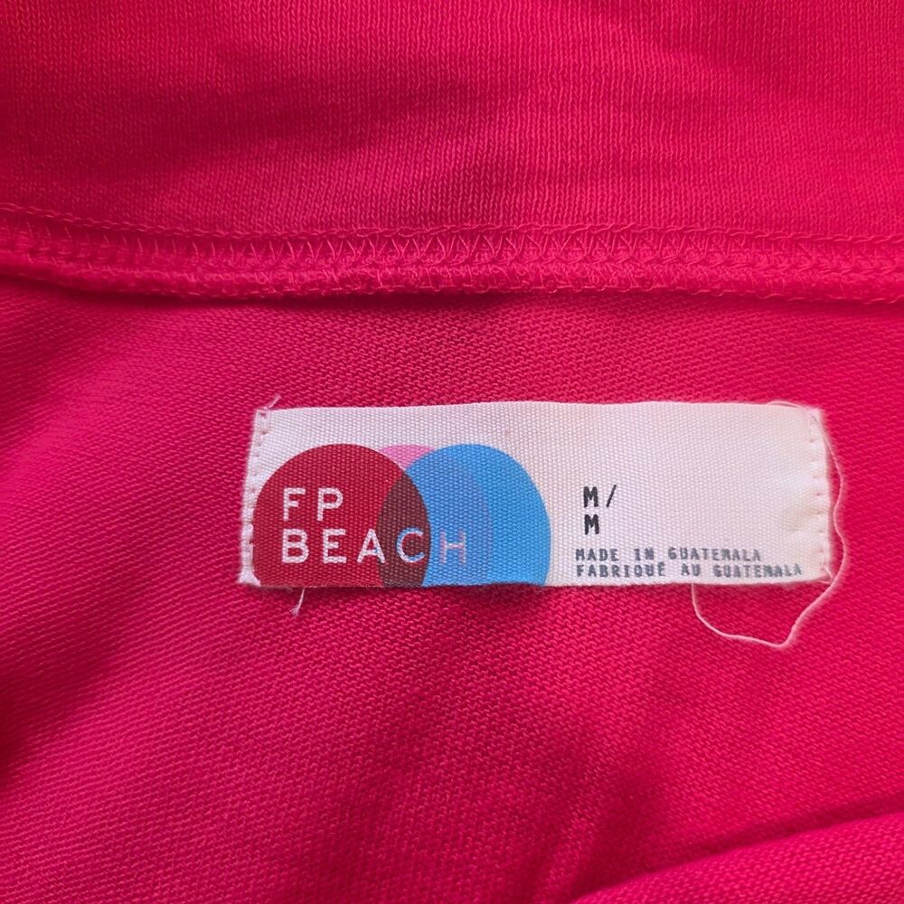 FP Beach Pink Off Shoulder Tunic Dress Ruched Sleeve Boho Medium - Picture 4 of 4